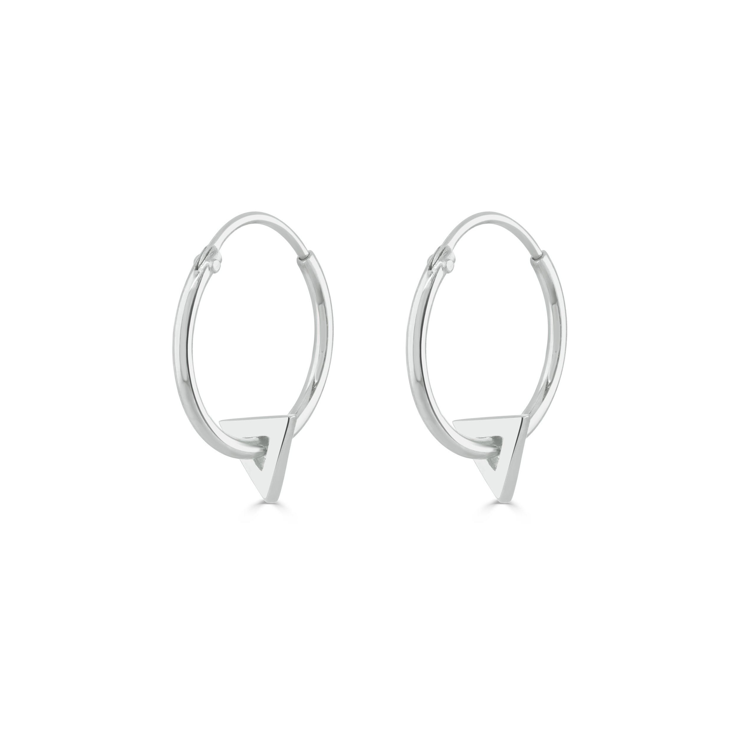 Silver triangle deals hoop earrings