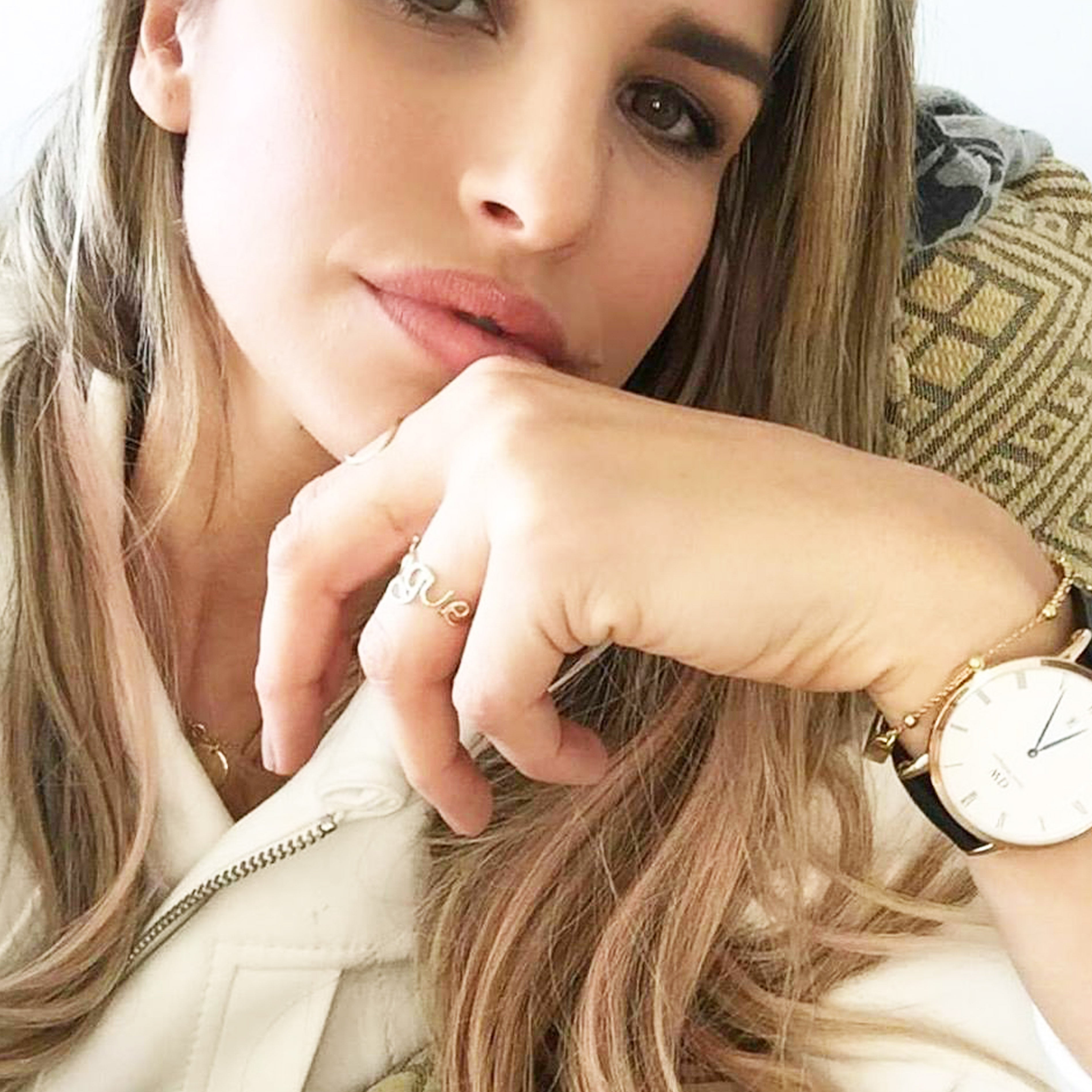 Vogue Williams wears personalised 'Vogue' Ring in gold