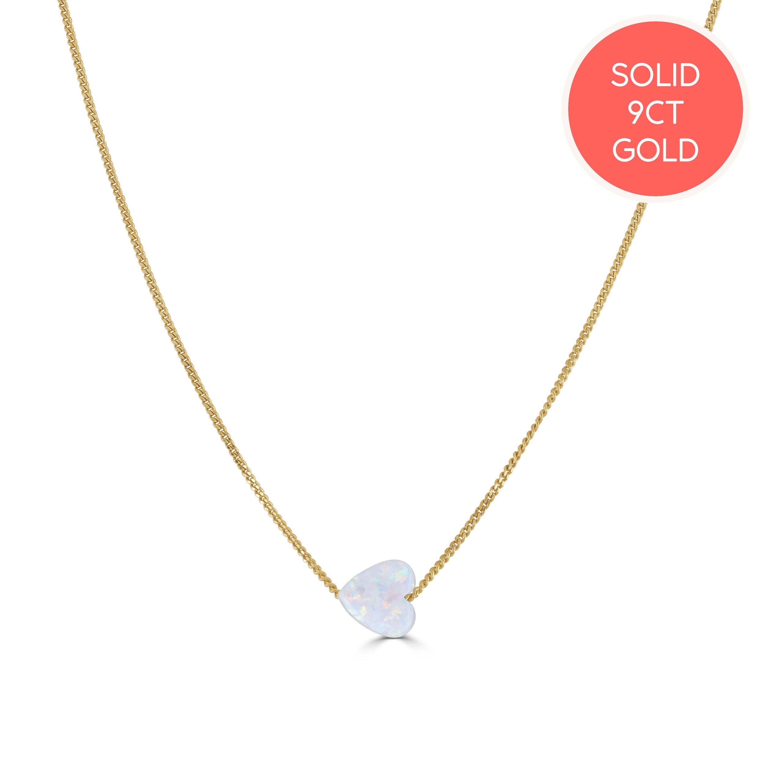Solid Gold Colour Pop White Opal Heart Necklace