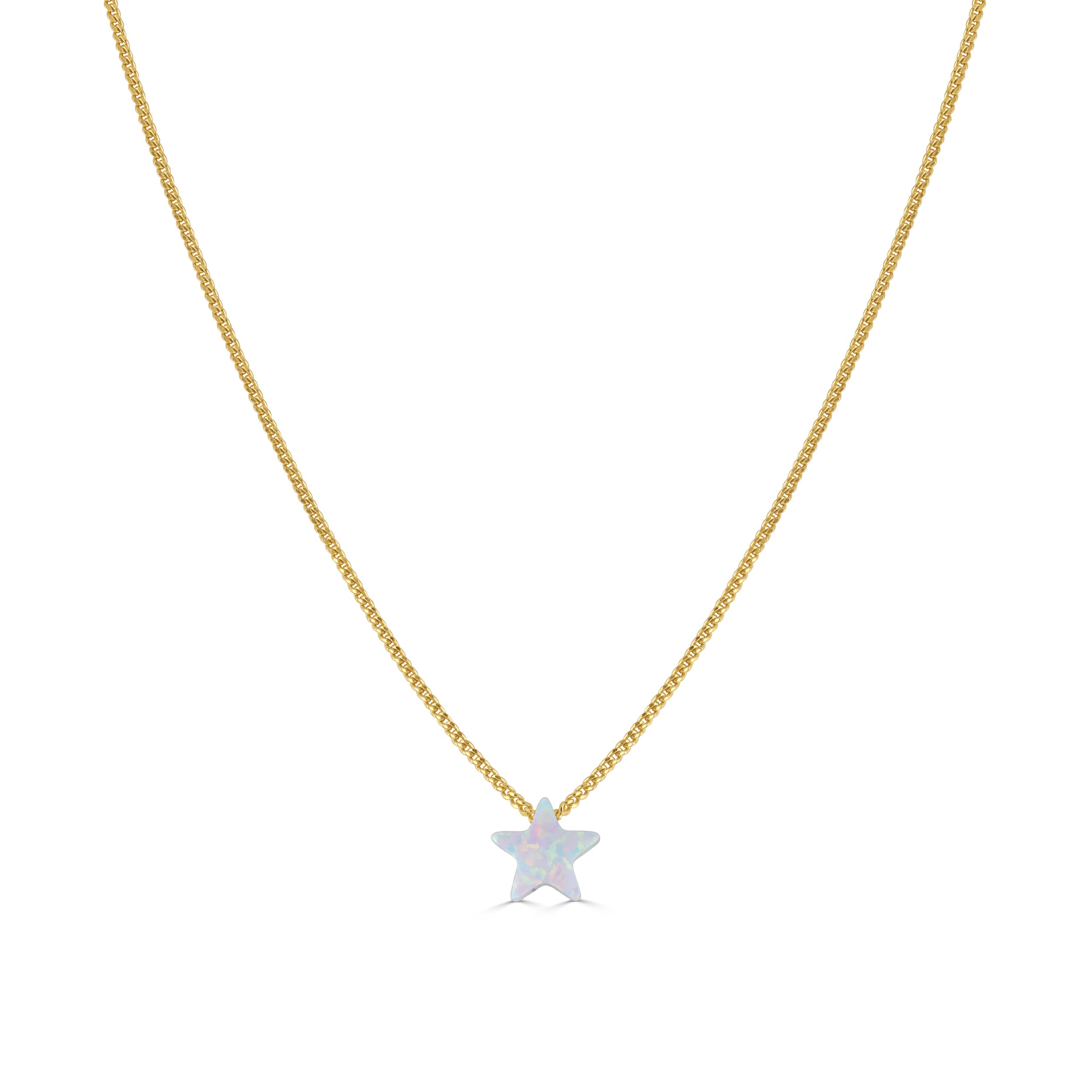 White Opal Star Necklace Gold