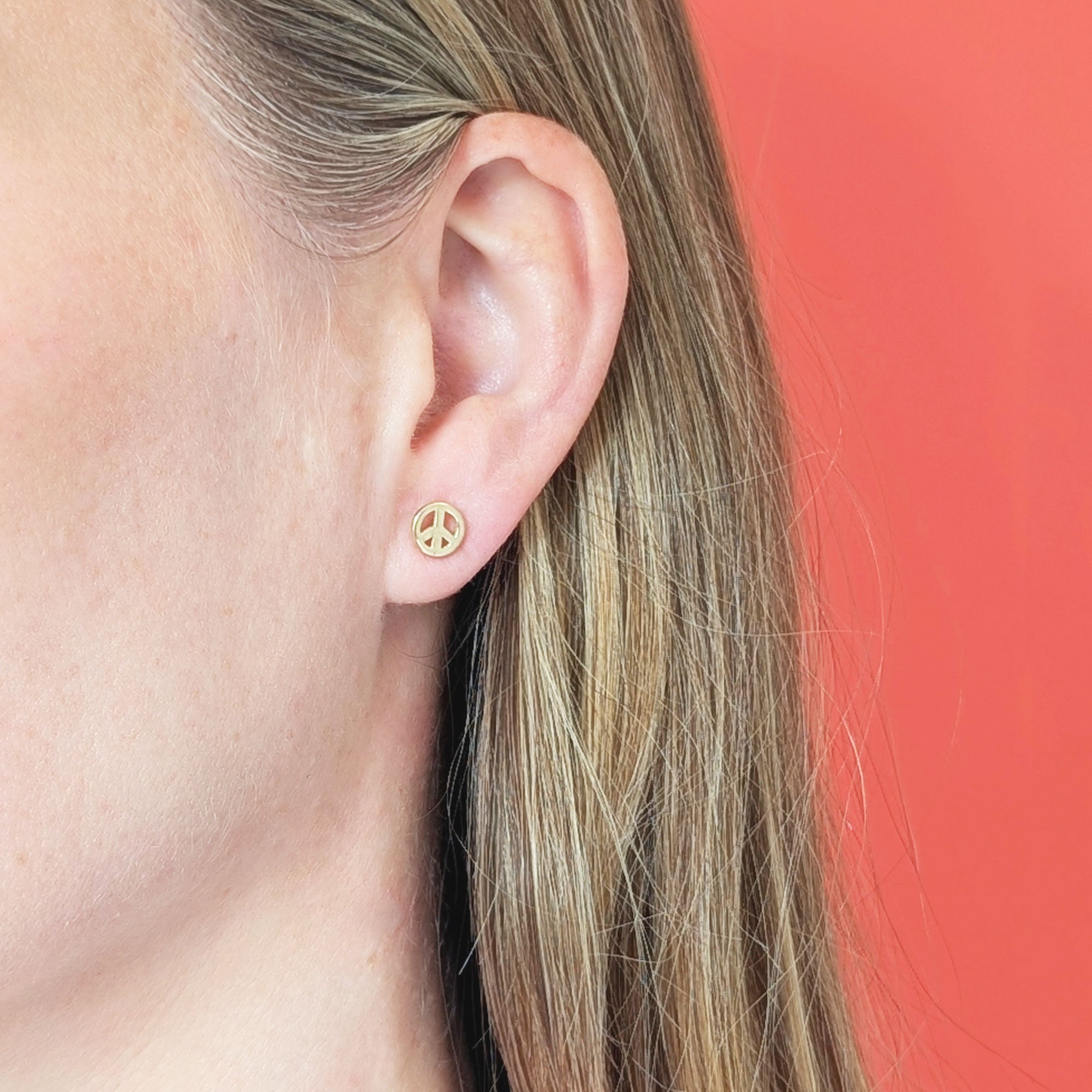Gold Dainty Peace Stud Earrings